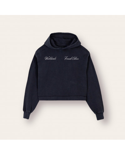 Crop Top Hoodie Black Vintage